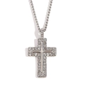 Collana a croce argento con zirconi scintillanti e catena veneziana su sfondo bianco - Argento