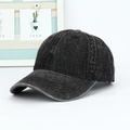 Berretto da baseball classico in denim nero lavato con finitura vintage e visiera curva - Nero