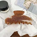 Elegant amber brown glitter acrylic hair claw clip for women on a white background - 10cm / Dark Brown