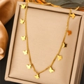Elegant gold titanium steel necklace featuring multiple butterfly charms on a chain - Gold Multi-Butterfly Decoration Dainty Necklace (JM2109)