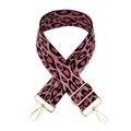 5cm wide leopard print jacquard strap with pink background and gold metal hooks - Silver Clasp / 2-A Pink Rose Red Leopard