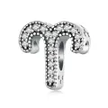 S925 sterling silver Aries zodiac charm bead with sparkling cubic zirconia inlay - Aries