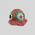 Handmade crochet granny square bucket hat with vintage colorful flower patch patterns - One Size / Pink Daisy Hat