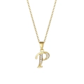 Golden 18K plated necklace with letter P pendant featuring sparkling zircon crystals - Letter P