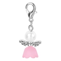 Pink angel wing pendant charm with pearl head and lobster clasp for wedding party favors - Pink