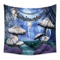 Detail of bohemian fantasy mushroom tapestry with glowing plants and vibrant purple rocks - Zj422-16