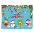 Arazzo natalizio con Babbo Natale, renna e pupazzo di neve in design a cartone animato - Blu / 1,5*2m