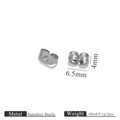 Silver stainless steel butterfly earring backs with 6.5mm x 4mm dimensions - Standard Earring Back / Steel