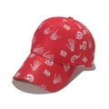Red baseball cap with white skull and bone hand prints featuring BOO lettering - M (56-58cm) / Red