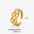 Verstellbarer 18K vergoldeter Edelstahlring mit elegantem geflochtenem Kreuzdesign - Gold