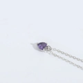 Elegant silver chain necklace featuring a small purple heart-shaped zircon pendant - Silver Chain (XL3419-17) / Purple