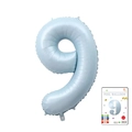 Light blue number 9 foil balloon with metallic finish in original retail packaging - 40-inch Pearl Blue 9-piece Cardboard Box
