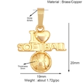 Détails du pendentif 'I ❤️ SOFTBALL' en laiton doré avec hauteur 20mm et trou de 4mm - I ❤️ Softball
