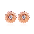 Elegante Ohrstecker in Roségold mit Sonnenblumen-Motiv und glitzernden Zirkonia-Steinen - Roségold 11845