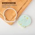 Snow globe cookie cutter 7.8x8.3cm with matching Christmas fondant biscuit example - PC0257-Snow Globe Cutter