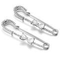 Silver bow safety pin brooch with white crystals and sparkling zircon accents - 6# Silver Heart Row 6.5*1.5cm