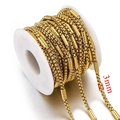Cadena de acero inoxidable dorado de 3mm en carrete para creación de joyería artesanal DIY - Precio por metro / Dorado-3mm