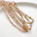 Perle distanziatrici cilindriche 4x2mm in pietra sintetica rosa e ambra per gioielli - Buccia di Anguria