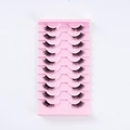 10 pairs of Little Devil false eyelashes with thick black fibers in pink tray - Natural Thick Style (A02)