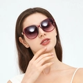 Oversized polarized sunglasses with wine red frames and purple gradient lenses for women - ins Style Cherry Purple