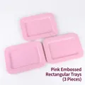 Single Layer Rectangular Embossed Set of 3 Pink