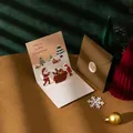 3D Pop-up Christmas card set with kraft envelope and gold seal sticker featuring a snow village - Style E-Fairy Tale Xmas (Santa/Fireplace)