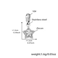 Sternförmiger Edelstahl-Anhänger mit Zirkon-Inlay und Nummer 10 Karabinerverschluss - 3D Stern Zirkon Anhänger / Stahlfarbener Doppelstern Zirkon