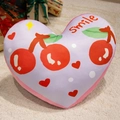Cute heart-shaped plush pillow in lavender purple with Smile text and cherry pattern - Cute Cherry / 40CM