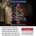Golden bow Christmas tree static window decal with heart ornaments and merry greetings - Red Heart Hand-painted Tree (SDUV-219) / Small (40x55cm)