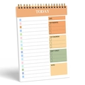 Planificador diario pastel con espiral dorada y diseño organizado para el día a día - A5(220x140mm) / Naranja