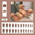 Faux ongles cercueil ambre dégradé avec paillettes dorées et strass, lot de 24 - Z594 Smudge Strass Jaune (Style Colle)