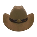 Chapeau de cowboy western classique en daim marron avec bande décorée d'étoiles - Taille unique / Vert Armée