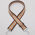 Adjustable colorful geometric patterned shoulder strap with silver metal hooks for handbags - Style 579 / Silver