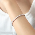 Elegante bracciale tennis in argento con zirconi bianchi e maglie quadrate da donna - Zircone Bianco Acciaio