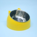 Ergonomic tilted stainless steel cat bowl with cute yellow cat-ear shaped base - 400ml / Yellow