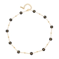 Chic 18K gold titanium steel necklace with elegant black daisy floral beads - Single Necklace
