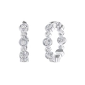 Classic S925 sterling silver hoop earrings with shimmering round cubic zirconia stones - Silver Multi-stone Hollow Hoop (SE375-P)