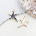 DIY black enamel star pendant with golden alloy finish for keychains and jewelry making - Irregular Pentagram (11018) / 1 Piece (10x15mm) / Black