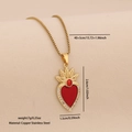 Collana dorata con ciondolo a cuore in smalto rosso con corona e cristalli - Stile Cuore Smaltato Corona (3#)