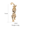 Detailed size view of a gold leopard brooch with crystals, measuring 7.6cm by 1.8cm - Gold Leopard XD9271-2
