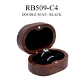 Oval black walnut jewelry box with double seat black velvet interior for rings - Solid Wood Lid Double Slot Black (RB509-C4)