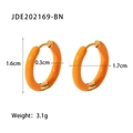 Boucles d'oreilles créoles orange en acier titane émaillé de 1,6 cm pour femmes - Orange