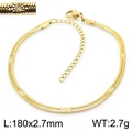 Golden titanium steel snake chain bracelet with 180mm length and engraved texture - Gold-2.7mm Width (KB166322-Z)