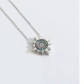 Collar retro plateado con colgante de sol, concha de nácar de color y circón blanco puro - Estrella Radiante