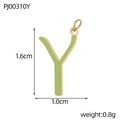 Golden stainless steel letter Y pendant with light green enamel and dimensions info - Letter Y-Light Green