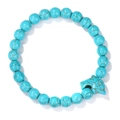 Bracciale di perle turchesi con ciondolo delfino e venature in pietra naturale - Blu Ciano