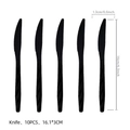 10-piece set of black racing party plastic knives with non-slip texture 16cm length - Black Knives 10pcs