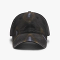 Retro washed distressed baseball cap in black-brown gradient style for outdoor wear - Black