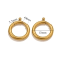 Pair of golden stainless steel 13mm round spring clasps with detailed size measurements - 3.3x13mm / Gold