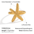 Detail view of gold starfish ring showing 1.7cm inner diameter and stainless steel specs - Bionic Sea Star Style (YYR025314)